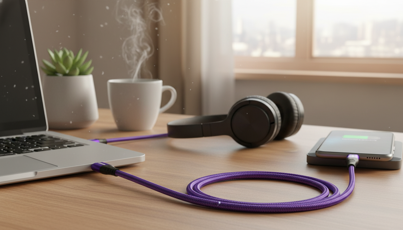60W USB‑C to USB‑C Cable: 180° Rotating Head Guide