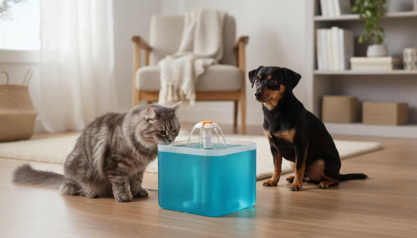 Quiet 67oz Pet Fountain: LED Light & 4-Stage Filter