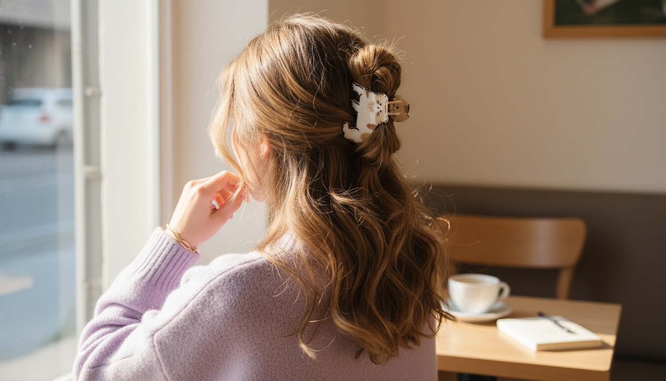 Y2K Dalmatian Print Claw Clip for Easy Updos