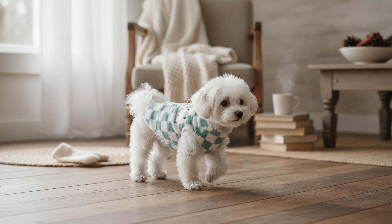 Checkered Velvet Winter Vest for Dogs & Cats (Leash Ring)