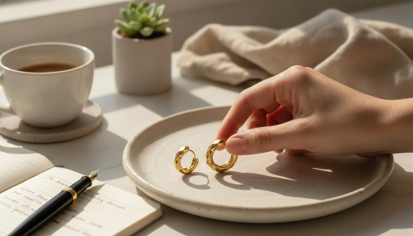 Stereo Round Gold-Tone Stainless Steel Earrings Guide