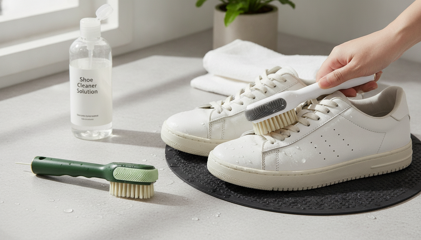 Liquid-Dispensing Brush: Clean Shoes & Clothes Fast