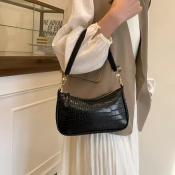 Croc-Embossed PU Shoulder & Crossbody Bag: Elevated Daily
